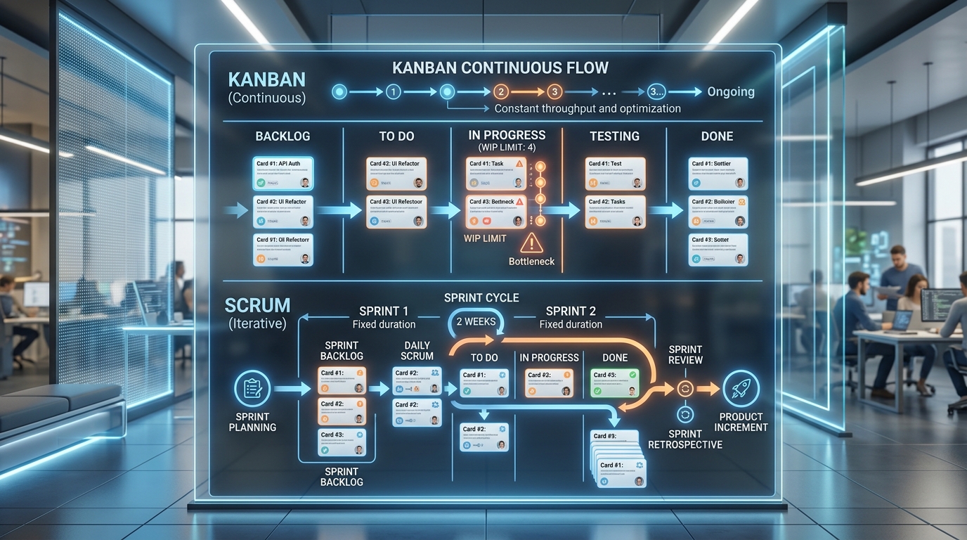 Metodyka Kanban a Scrum - porrownanie zarzadzania projektami w zespole IT